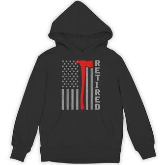 Retired Firefighter Usa Flag Fireman Retirement Outfit Hoodie | Mazezy