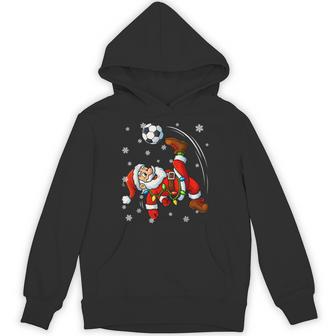 Retro Santa Playing Soccer Pjs Christmas Xmas Boy Hoodie - Thegiftio UK