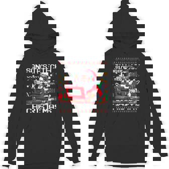 Santa's Tech Support Rebooting Christmas Ugly Sweater Hoodie | Mazezy