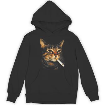 Smoking Cat Cigarette Kitten Meme Stupid Brainrot Hoodie - Thegiftio UK