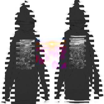 Globe Amaranth Flower Field Beautiful Sunset Graphic Tank Top Unisex Hoodie | Mazezy