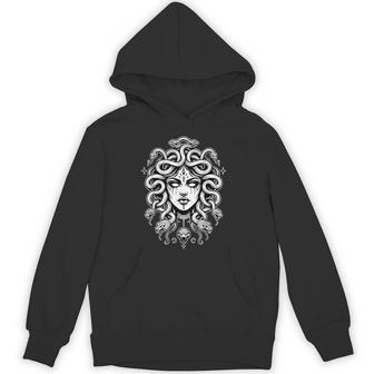 Gothic Medusa Greek Mythology Blackwork Hoodie - Thegiftio