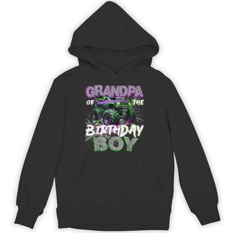 Grandpa Of The Birthday Monster Truck Family Matching Party Hoodie - Thegiftio
