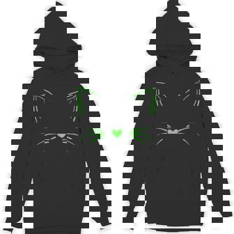 Green Invisible Cat Face Green Color Graphic Hoodie - Thegiftio