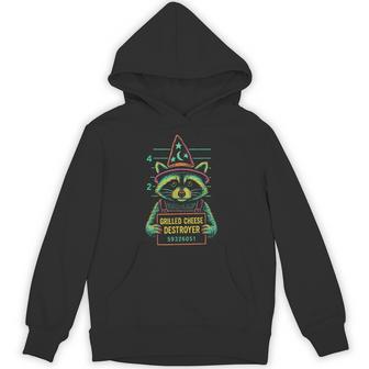Grilled Cheese Destroyer Wizard Raccoon Mug Shot Unisex Hoodie | Mazezy