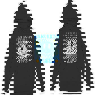 Groovy Hanukkah Vibes Chanukah Pajama Smile Face Unisex Hoodie | Mazezy