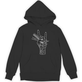 Hair Hustler Rock On Hand Barber Hairstylist Hairdresser Hoodie - Thegiftio UK