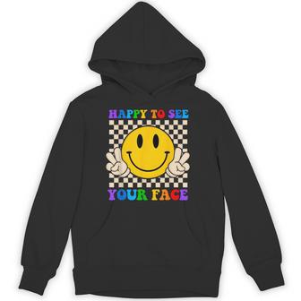 Happy To See Your Face Hippie Smile Back To School Teachers Hoodie - Monsterry