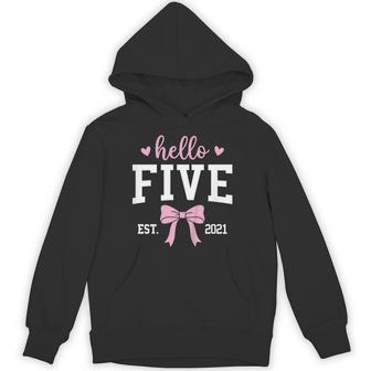 Hello Five Est 2021 5Th Birthday 5 Years Old Hoodie - Thegiftio UK