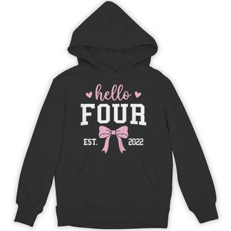 Hello Four Est 2022 4Th Birthday 4 Years Old Hoodie - Monsterry