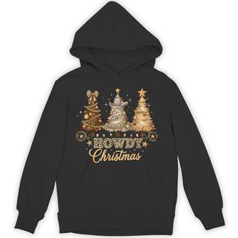 Howdy Christmas Cowboy Western Xmas Lights Trees Holiday Hoodie | Seseable CA