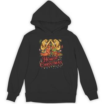 Howdy Christmas Western Xmas Cowboy Boots Hoodie - Thegiftio UK