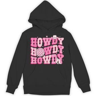 Howdy Southern Western Country Rodeo Pink Cowgirl Disco Hoodie | Mazezy