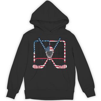 Ice Hockey Drip Goalie Field American Flag Boys Youth Men Hoodie - Monsterry