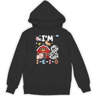 I'm Eight I-E-I-O 8 Year Old Farm Animal 8Th Birthday Hoodie - Thegiftio UK