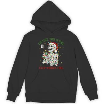 It's Fine I'm Fine Everything Is Fine Christmas Skeleton Hoodie - Thegiftio UK