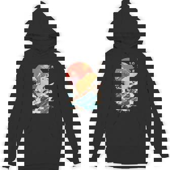 Japanese Capybara Surfing Wave Great Wave Japan Hoodie - Monsterry