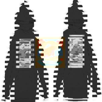 Japanese Kawaii Capybara Swimming Cute Japan Flower Anime Unisex Hoodie | Mazezy