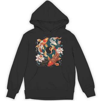 Japanese Koi Fish Vintage Lotus Flowers Hoodie - Thegiftio UK