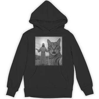 Jesus Cat Selfie Religious Meme Photo Hoodie - Monsterry
