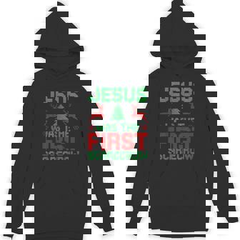 Jesus Was The First-Scarecrow Reindeer Ugly Sweater Xmas Hoodie - Thegiftio
