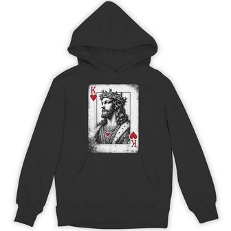 Jesus King Of Hearts Retro Religious Card Game Lover Hoodie | Seseable UK