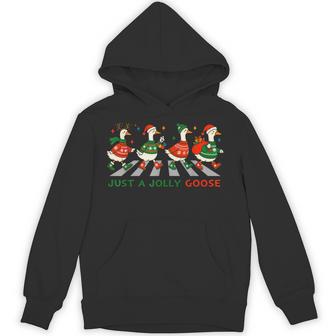 Just A Jolly Cute Goose Merry Goosemas Christmas Xmas Hoodie - Thegiftio