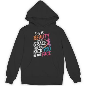Karate She Is Beauty She Is Grace She Will Kick You Hoodie - Thegiftio UK