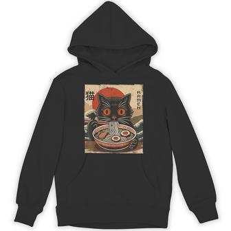 Kawaii Anime Cat Ramen Japanese Graphic Cat Lovers Hoodie | Seseable UK