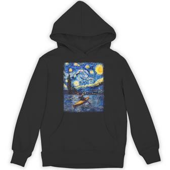 Kayaking Kayak Kayaker Starry Night Painting Hoodie - Thegiftio UK