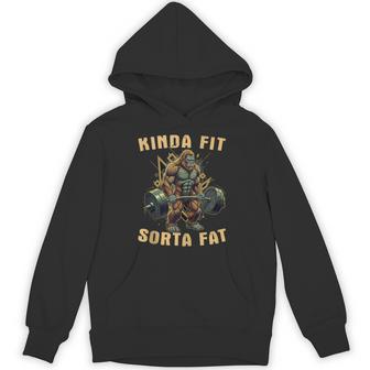 Kinda Fit Sorta Fat Gym Bigfoot Weightlifting Workout Tank Top Unisex Hoodie | Mazezy