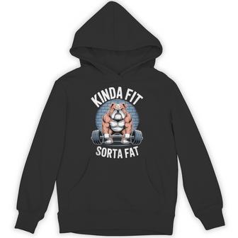 Kinda Fit Sorta Fat Gym Bulldog Weightlifting Tank Top Unisex Hoodie | Mazezy