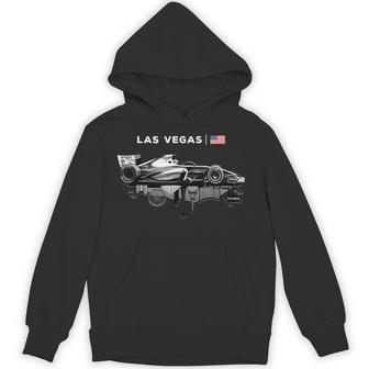Las Vegas Racing Car Silhouette Usa Flag Hoodie | Mazezy