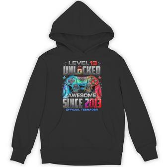 Level 13 Unlocked Awesome Since 2013 13Th Birthday Boy Gamer Hoodie - Thegiftio UK