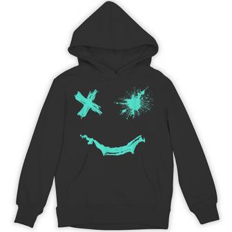 Light Teal Aqua Smile Grunge Face Light Teal Aqua Color Hoodie - Thegiftio UK