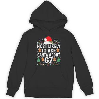 Most Likely To Ask Santa About 67 Christmas Pajama Hoodie - Thegiftio UK