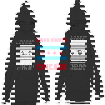 Logan Square Chicago Illinois Flag 773 312 Deep Dish Pizza Unisex Hoodie | Mazezy