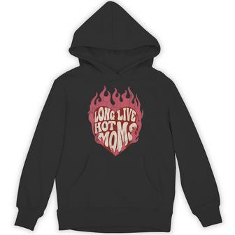 Long Live Hot Moms Vintage Flaming Heart Empowered Energy Hoodie - Thegiftio UK