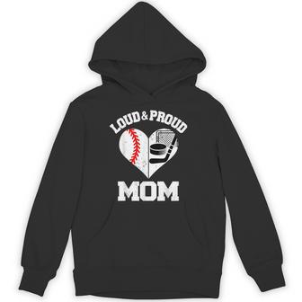 Loud & Proud Mom Baseball Hockey Heart Sports Mom Game Day Unisex Hoodie | Mazezy