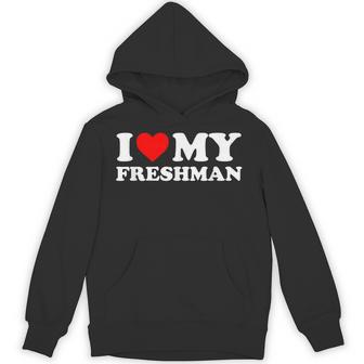 I Love My Freshman Red Heart Hoodie - Monsterry