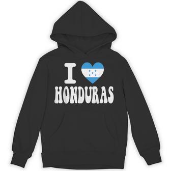 I Love Honduras Heart Flag Retro Travel Souvenir Hoodie - Monsterry