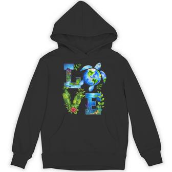 Love World Earth Day Planet Anniversary Earth Turtle Lovers Hoodie - Monsterry