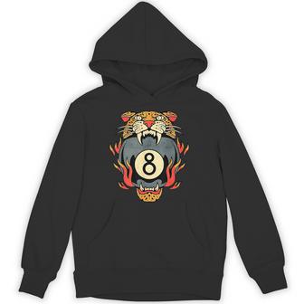 Lucky Leopard Traditional Tattoo 8 Ball Streetwear Vintage Hoodie - Thegiftio