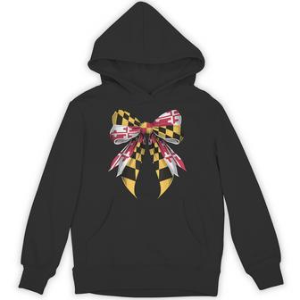 Maryland State Flag Coquette Ribbon Hoodie - Thegiftio UK
