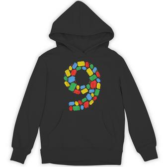 Master Builder 9Th Birthday Nine 9 Years Old Building Bricks Hoodie - Thegiftio