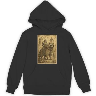 Medieval Knight Riding A Raccoon Surreal Hoodie - Thegiftio UK