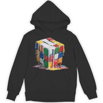 Melting Puzzle Cube Retro Speed Cubing 80'S Graphic Hoodie | Seseable UK