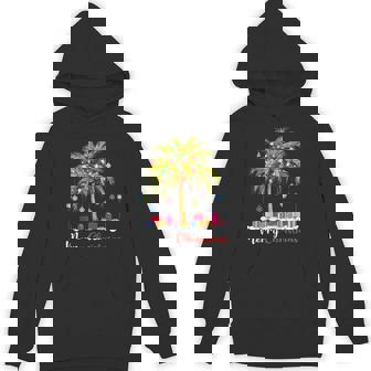 Merry Christmas Xmas Palm Tree Light Hawaiian Tropical Hoodie - Monsterry