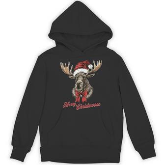 Merry Christmoose Santa Hat Christmas Holiday Moose Family Hoodie - Thegiftio UK