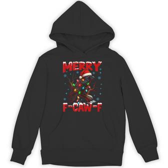 Merry F-Caw-F Christmas Black Crow Black Bird Meme Hoodie - Thegiftio UK
